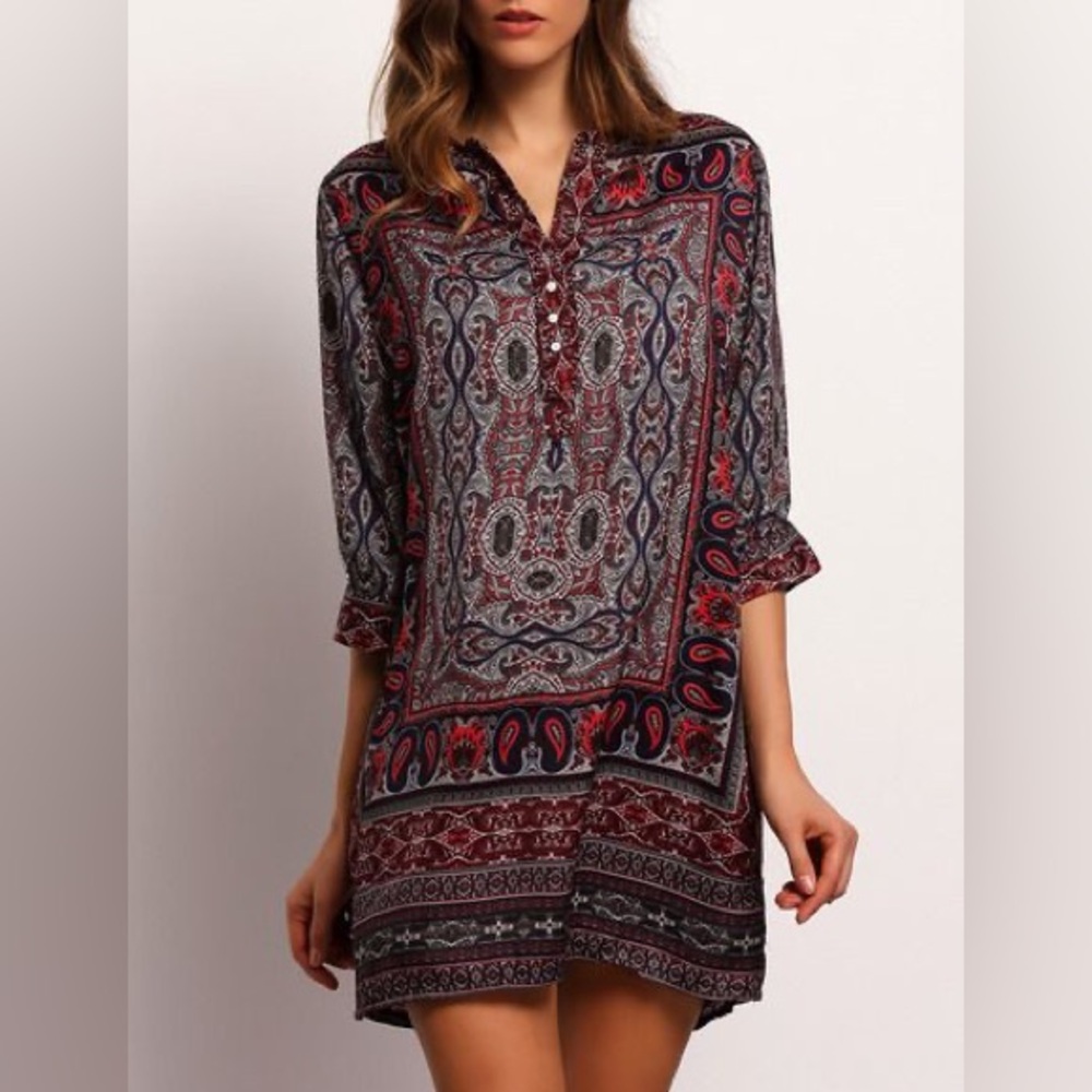 Lyria Paisley Bohemian Tunic Blouse